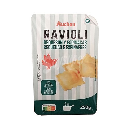 Producto alcampo Raviolis de pasta fresca al huevo, rellenos de requesón y espinacas producto alcampo