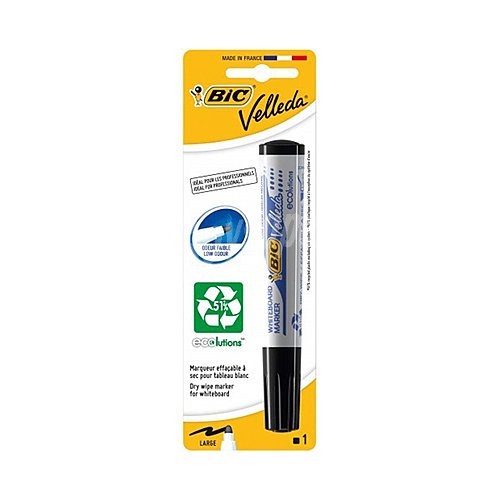 Rotulador para pizarra blanca, con punta gruesa y tinta borrable de color negro BIC Velleda