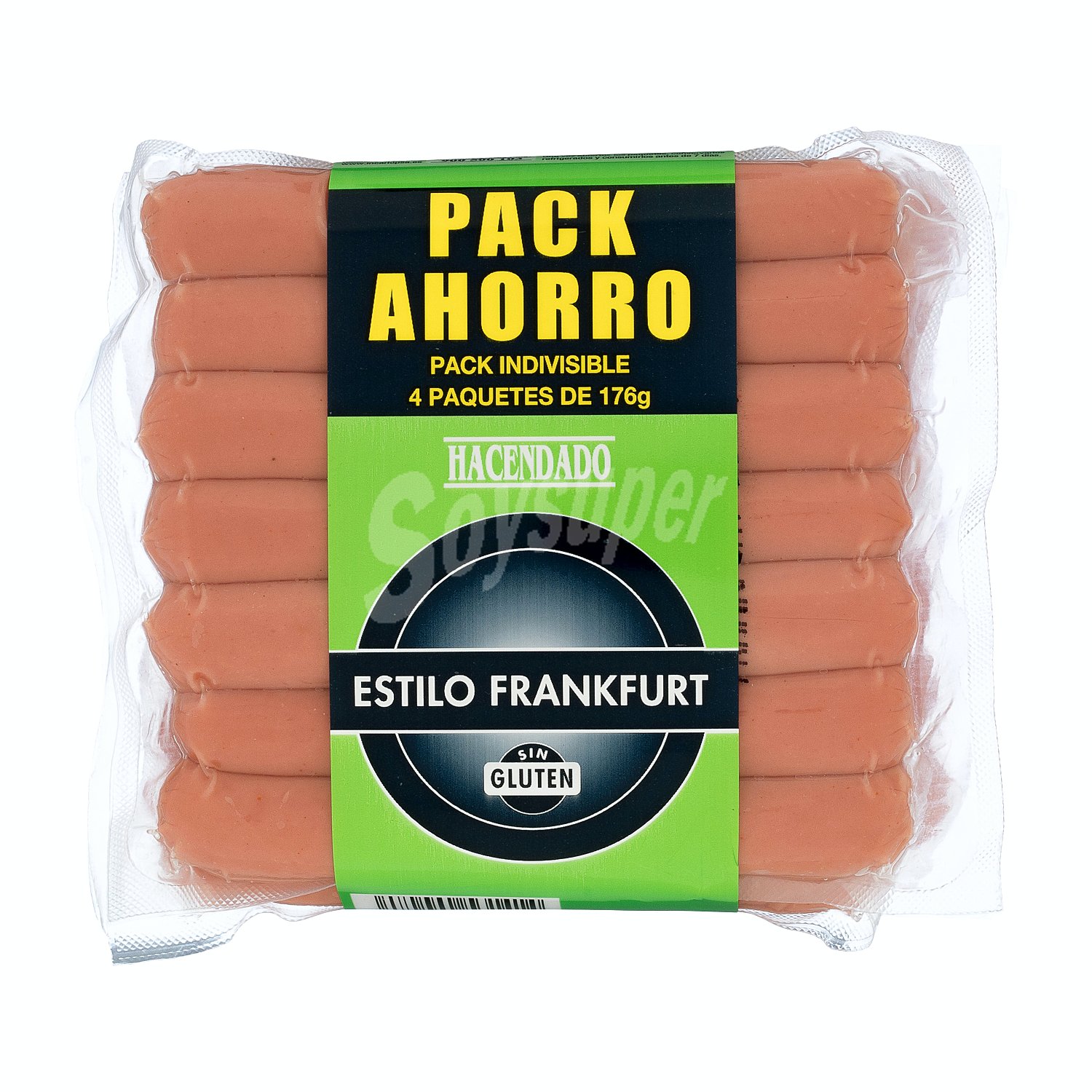 Salchichas cocidas estilo Frankfurt de pollo y cerdo sabor ahumado