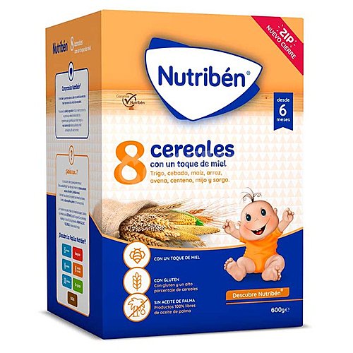 Papilla en polvo con 8 cereales y un toque de miel, a partir de 6 meses