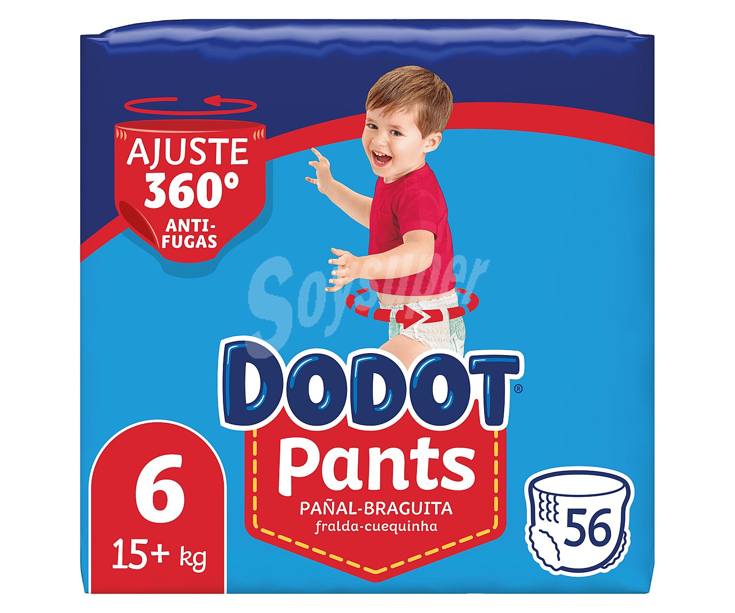 Pants (braguitas) de aprendizaje talla 6 para niños de más de 15 kilogramos Pants 56 uds