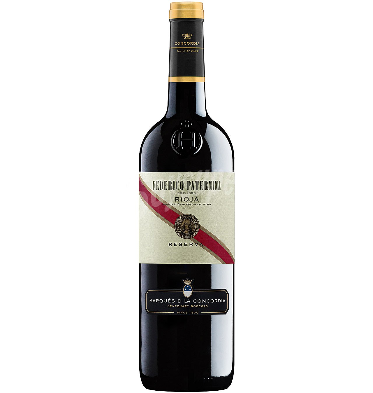 Vino tinto reserva con denominación de origen Rioja banda roja