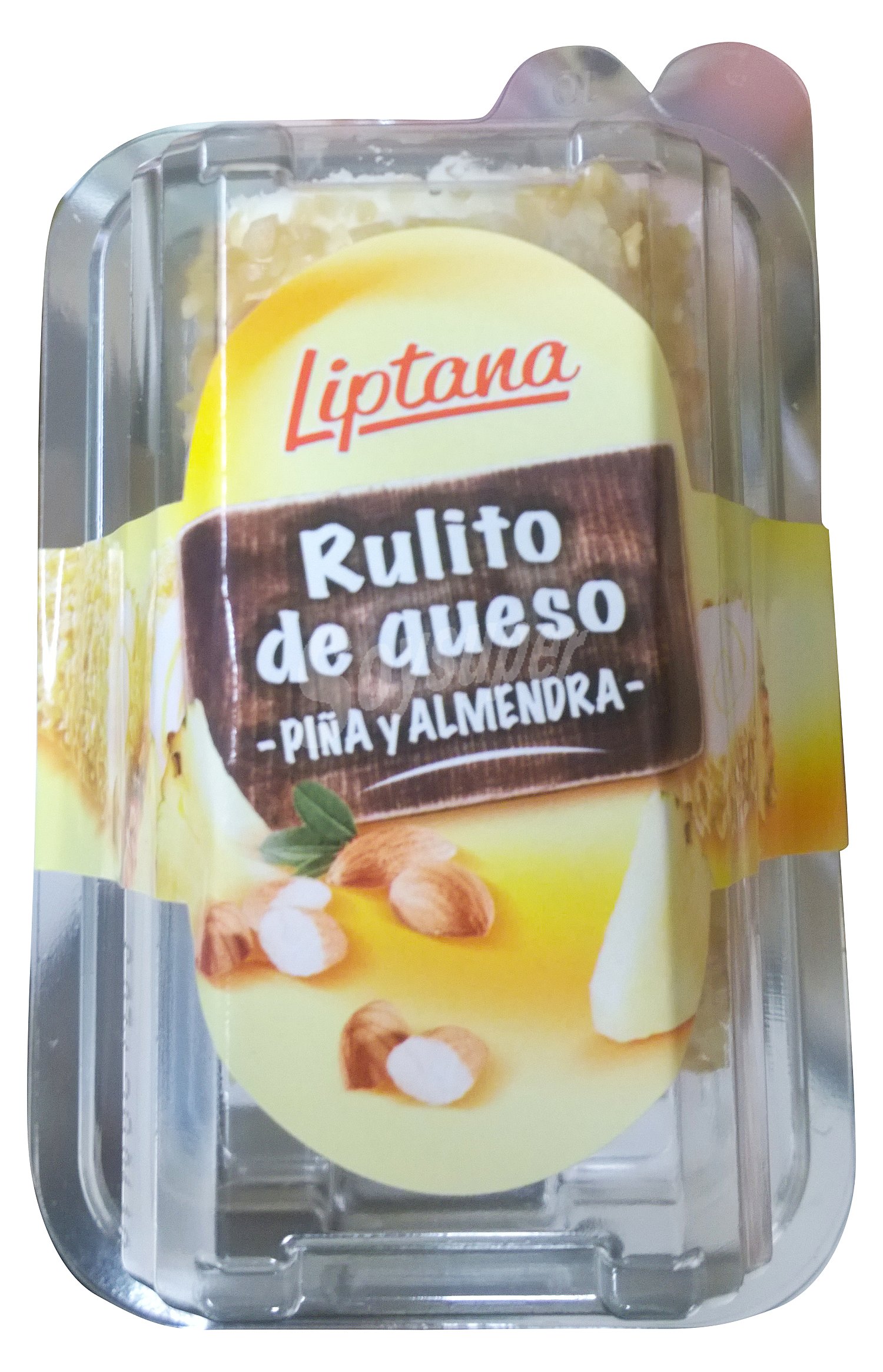 Queso rulito con piña y almendras