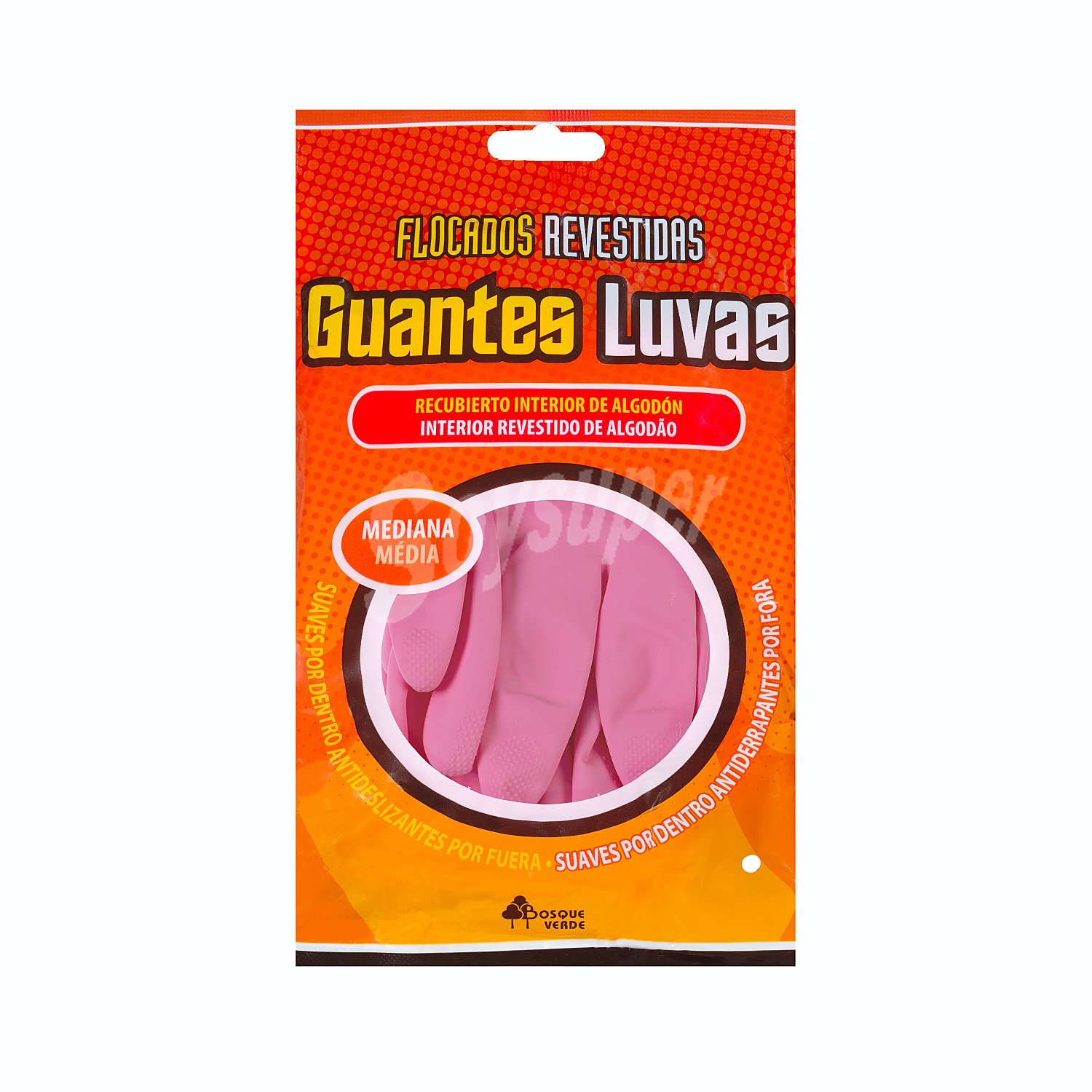 Guantes flocado rosa talla mediana