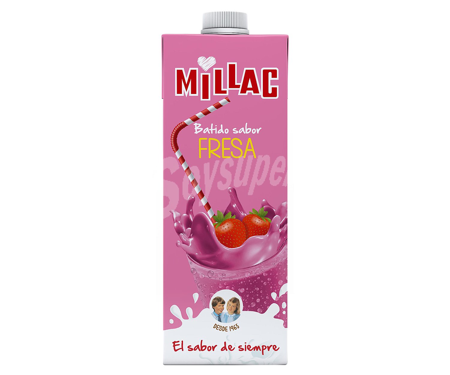 Batido con sabor a fresa, enriquecido con aceites vegetales seleccionados