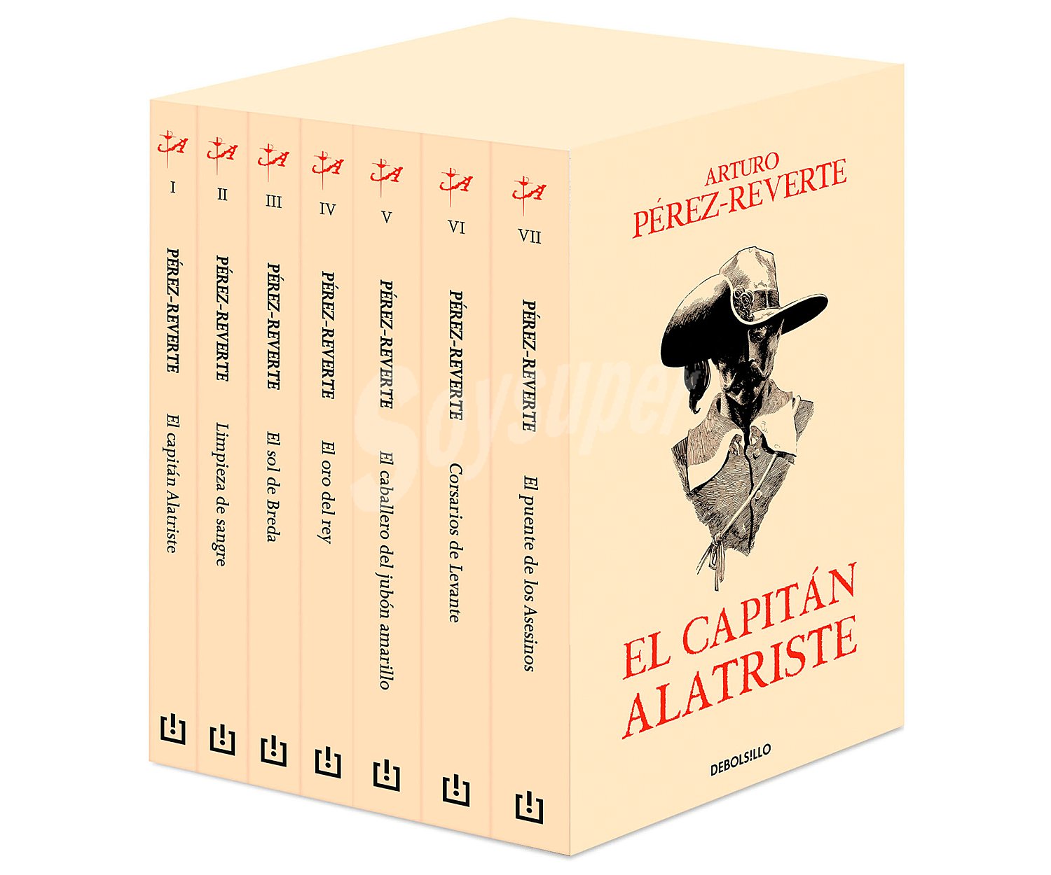 Estuche El Capitán Alatriste, arturo pérez-reverte, libros de bolsillo. Editorial Debolsillo.