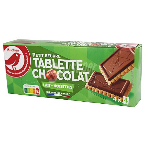 Producto alcampo Galletas de mantequilla con tableta de chocolate con leche y avellanas producto alcampo