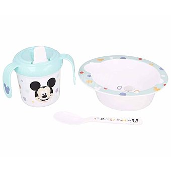 Set de 3 piezas (taza, cuenco y cuchara) diseño mickey.