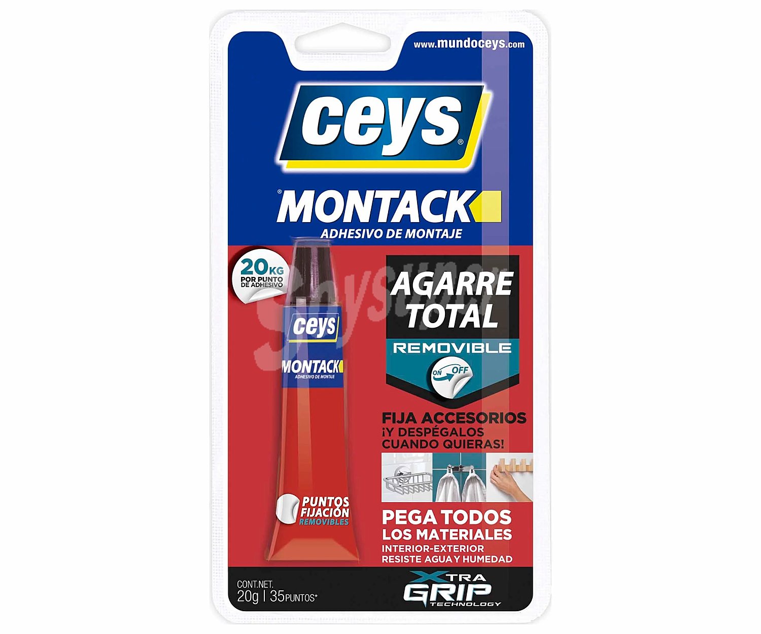 Adhesivo de montaje ceys Montack agarre total removible