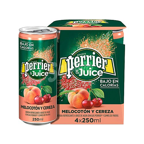 Perrier Bebida refrescante a base de agua con gas y zumo de melocotón y cereza perrier