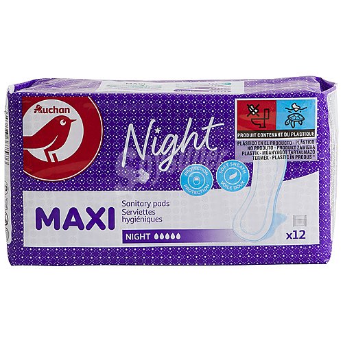 Producto alcampo Compresas maxi de noche, con estuches blandos producto alcampo