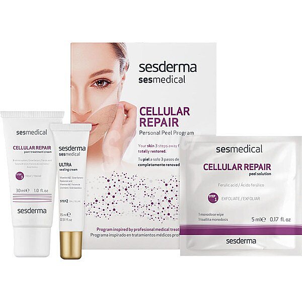 Sesmedical cellular repair tratamiento facial reparador con 4 toallitas Cellular Repair+ Cellular Repair sealing cream + tubo 30 ml Cellular Repair post-treatment cream