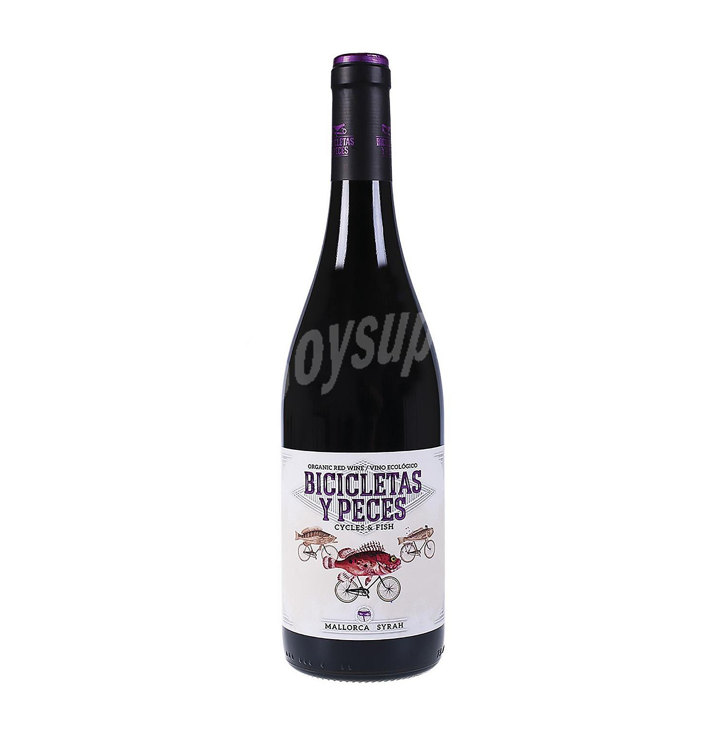 Vino tinto roble syrah ecológico Bicicletas y Peces