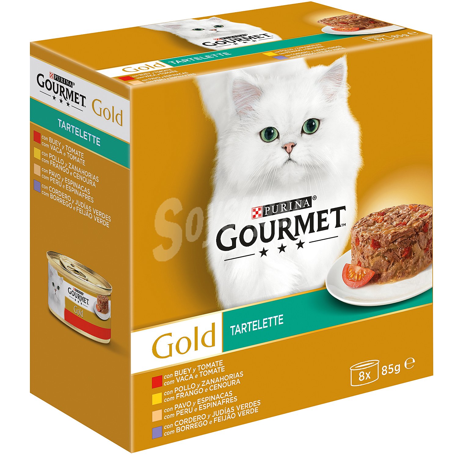 Gold alimento para gatos tartalette caja 8 x 85 gr