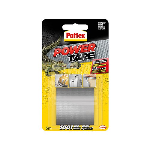 Rollo de 5 metros de cinta adhesiva ultra fuerte de 50 milímetros y color gris pattex Power tape