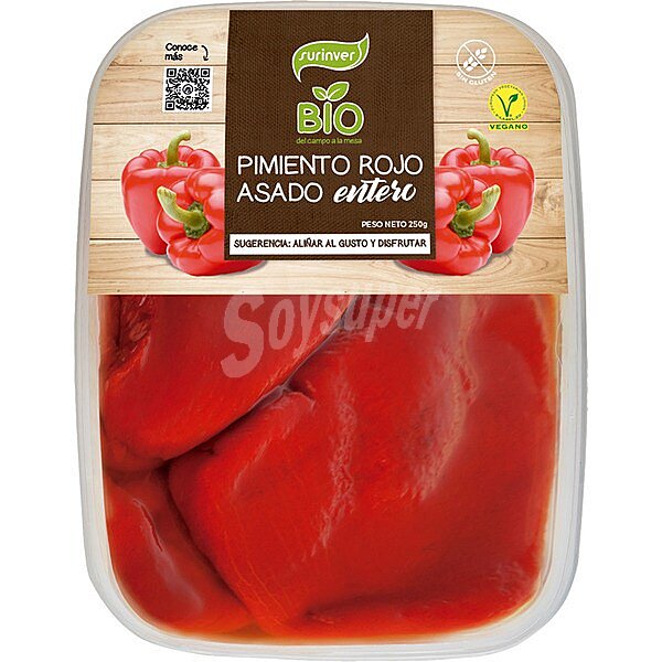 Bio pimiento rojo entero asado sin gluten