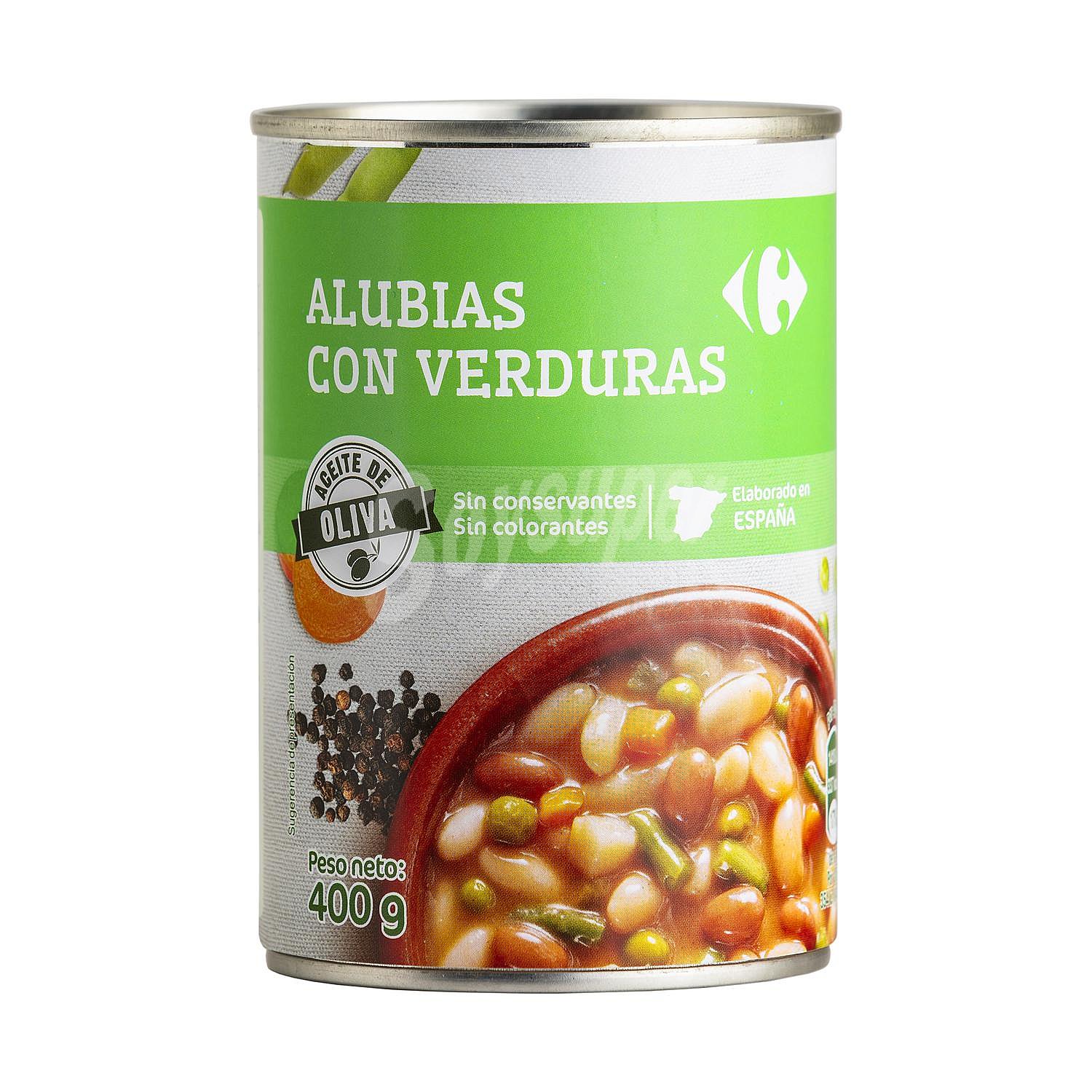 Alubias con verduras con aceite de oliva