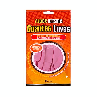 Guantes flocado rosa talla mediana