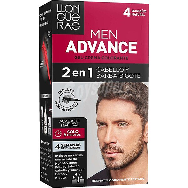 Men Advance gel crema colorante 2 en 1 cabello y barba nº 4 Castaño Natural