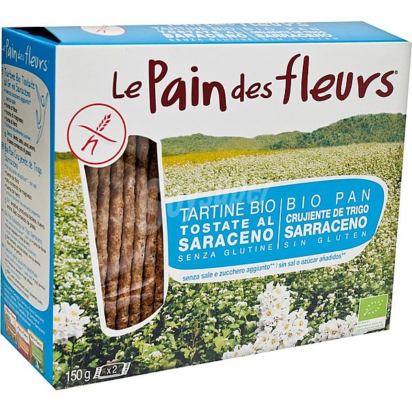 Pan ecológico crujiente de trigo sarraceno sin gluten, sin sal y sin azúcares