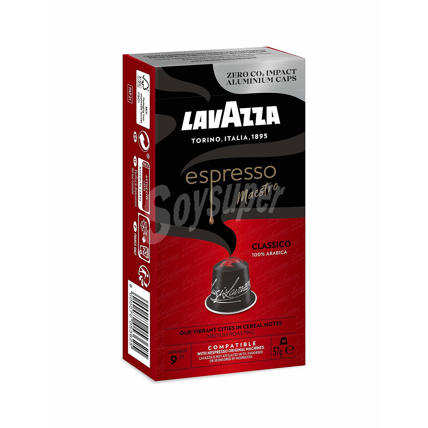 Café espresso clásico en cápsulas compatibles con Nespresso, Intensidad 9