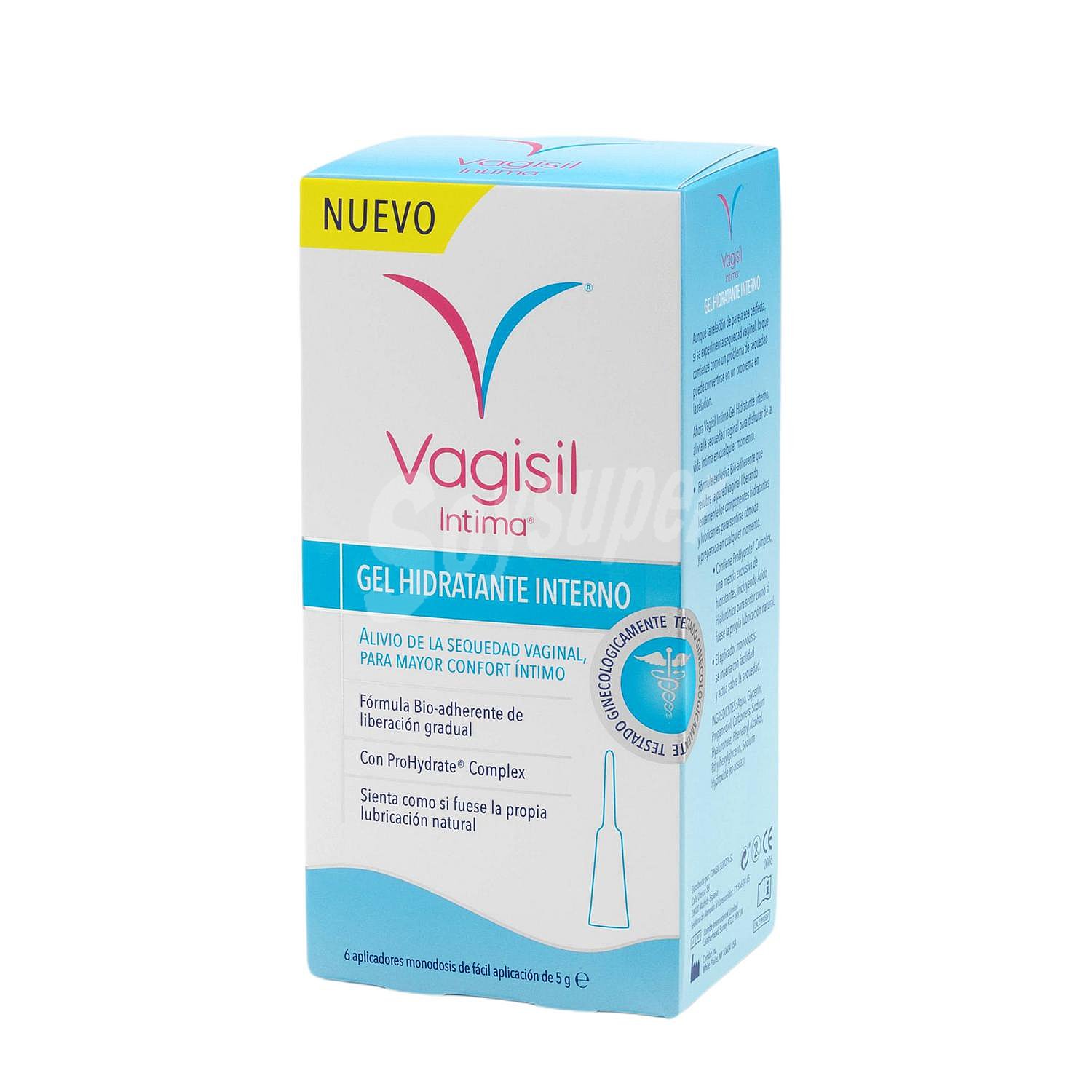 Intima gel hidratante interno para aliviar la sequedad vaginal caja 6 aplicadores monodosis de fácil aplicación