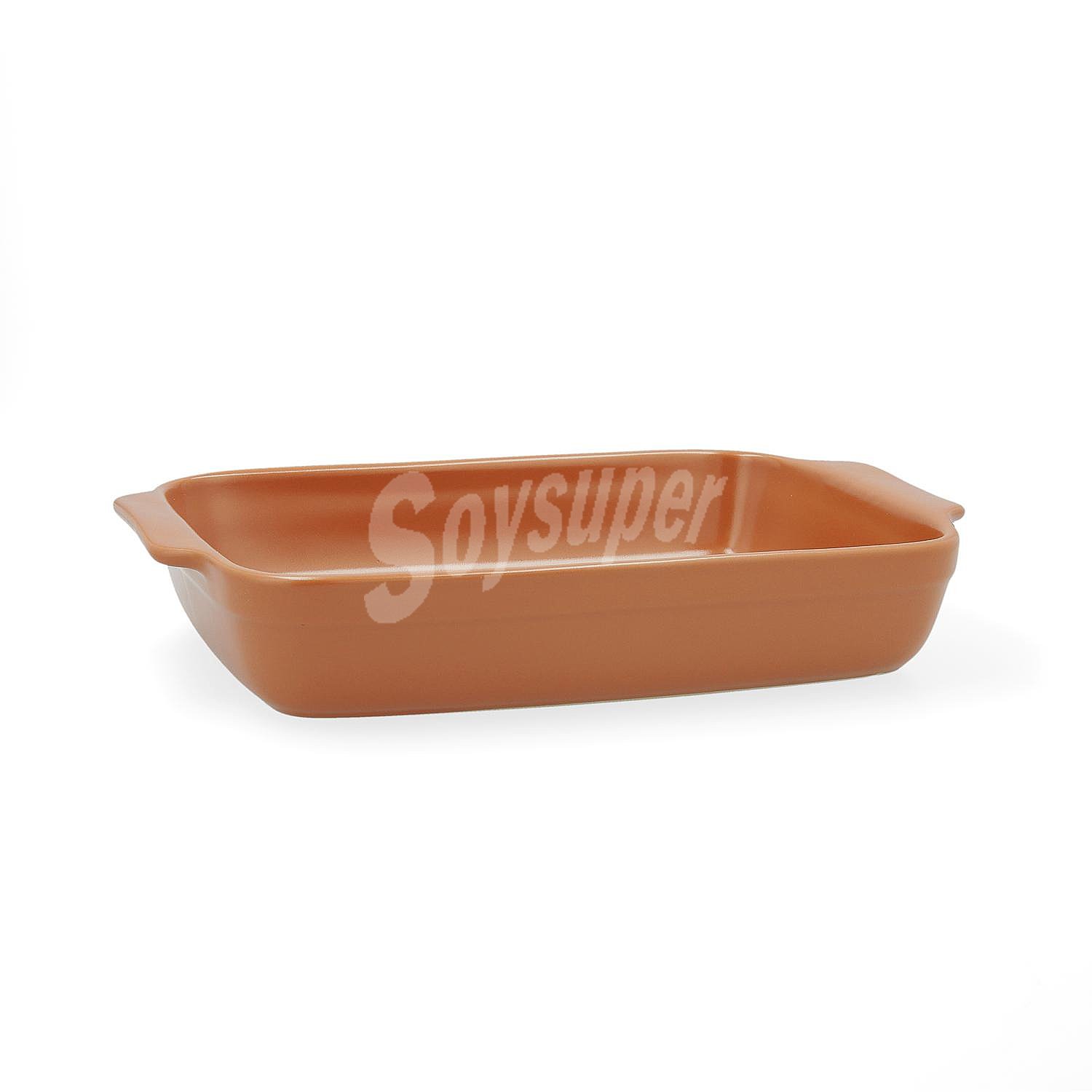 Fuente rectangular gres 36x25,5x6 cm - Terracota