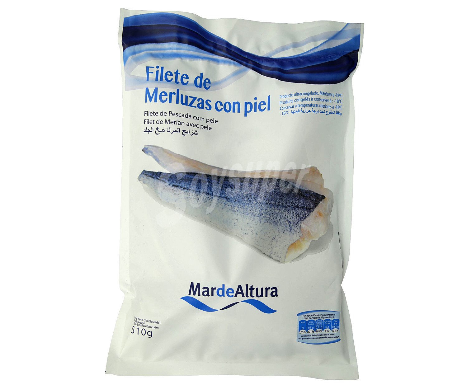 Filetes de merluza, ultracongelados y con piel