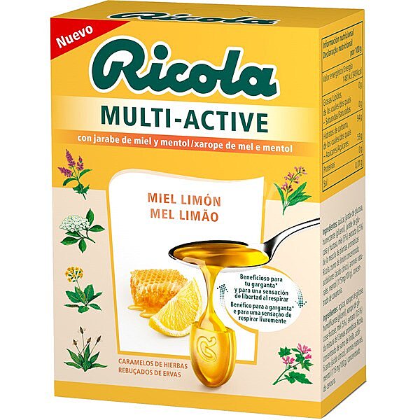 Multi-active caramelos de hierbas con jarabe de miel y mentol sin azúcares sabor miel y limón