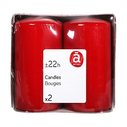 Pack de 2 velas de tamaño medio de color rojo, actuel.