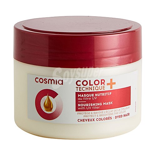 Cosmia Mascarilla nutritiva con filtro UV para cabellos teñidos o con mechas cosmia Color technique +