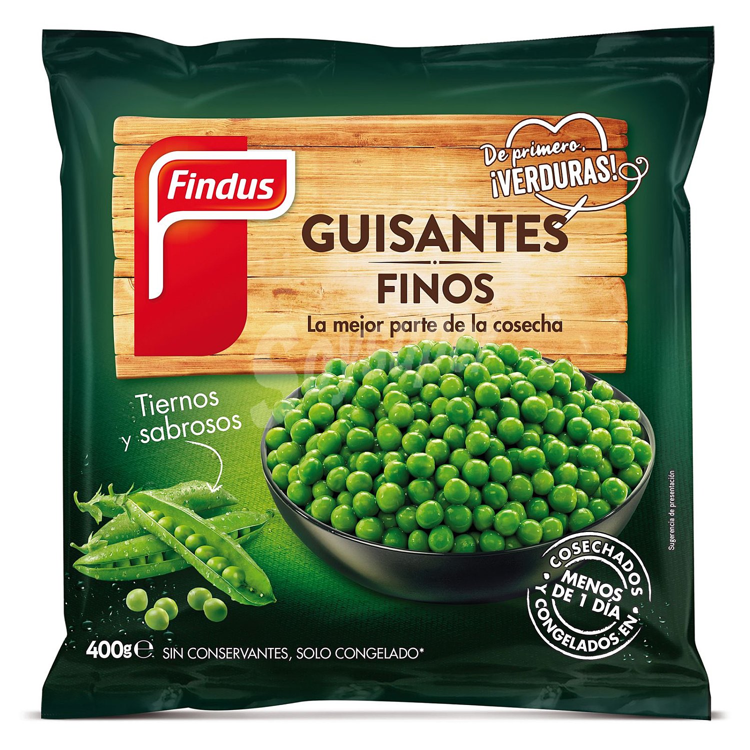 Guisantes finos cosechados y congelados en menos de 1 día findus