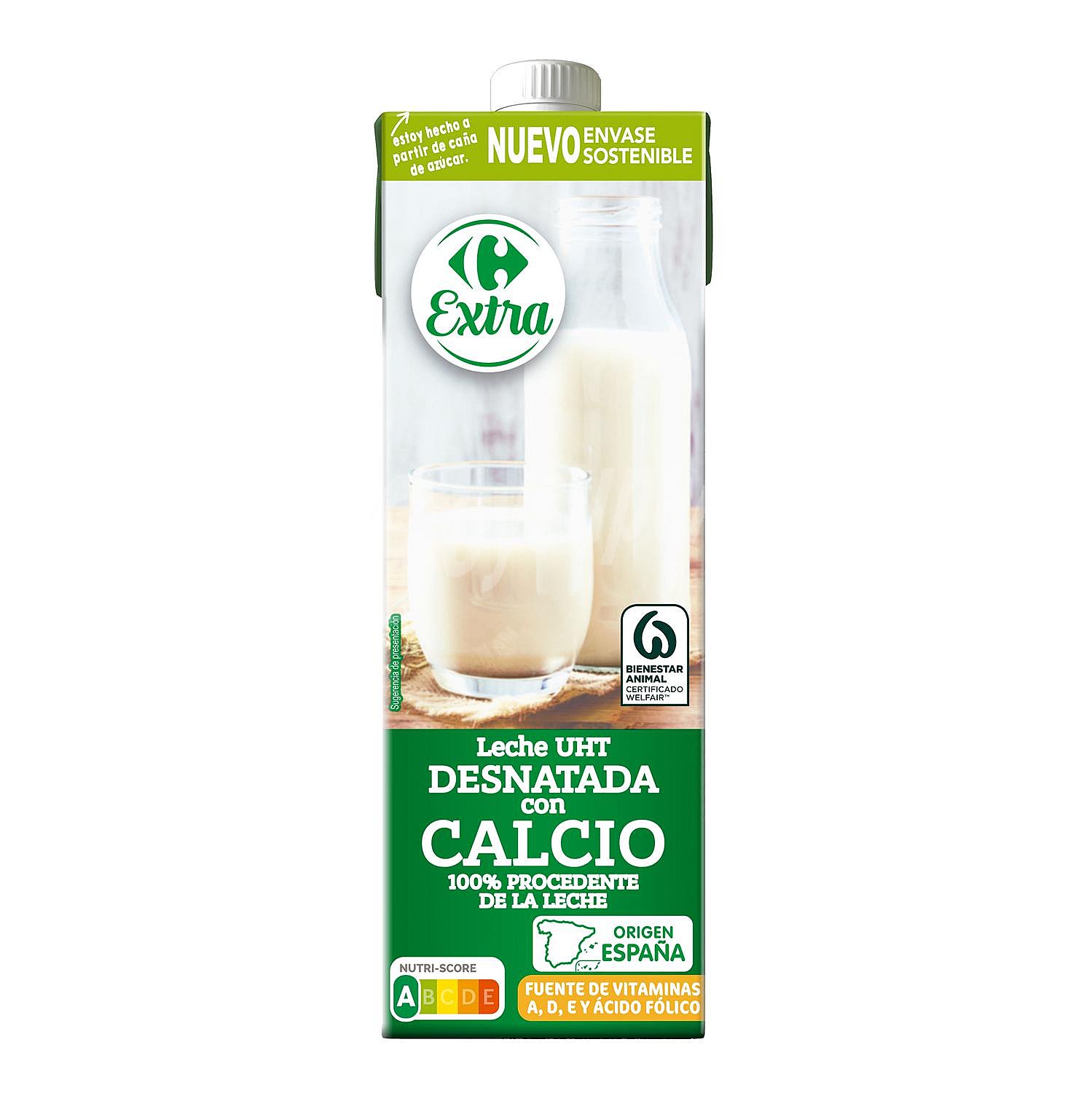 Leche desnatada con calcio Carrefour