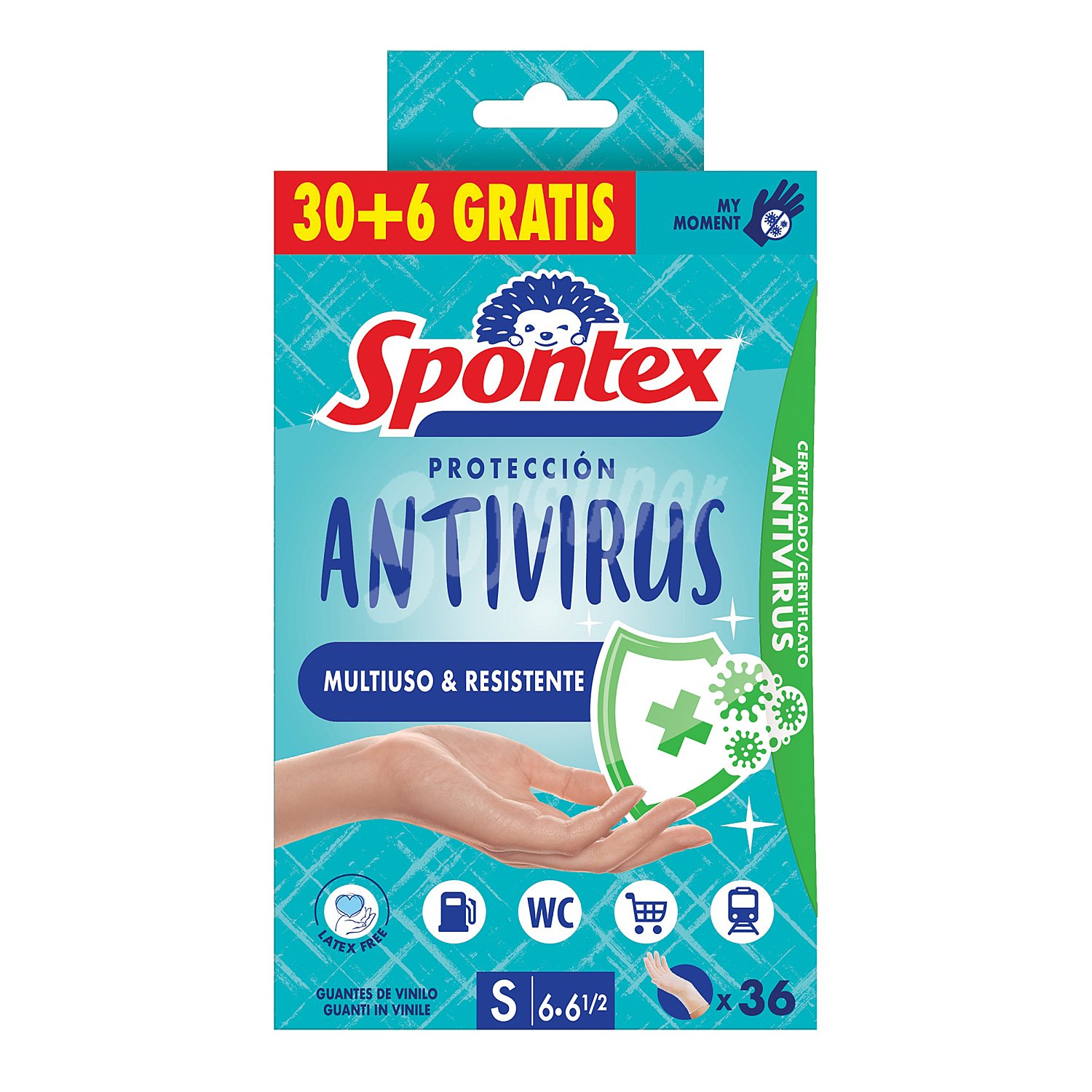 Guantes desechables protección antivirus talla S Spontex