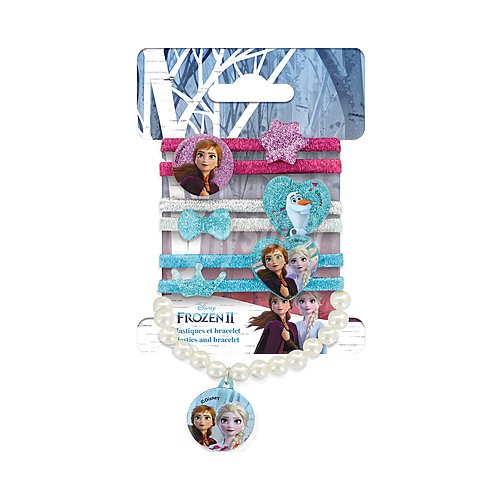 Frozen 2 Conjunto de 6 gomas eláticas para cabello + 1 brazalete con diseño de los personajes de la película frozen 2