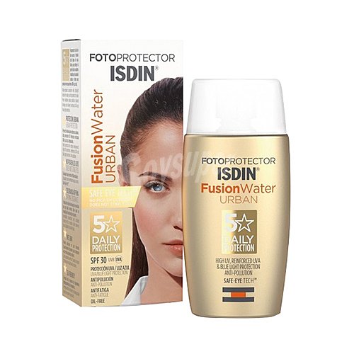 Isdin Protector solar facial con efecto anti fatiga y FPS 30 (medio) isdin Fusion water urban