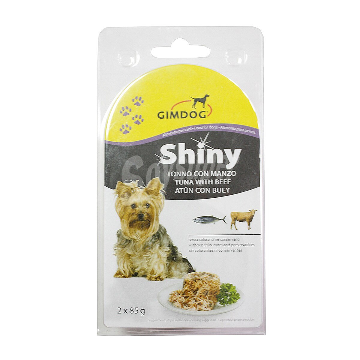 Comida para perro a base de atún con buey