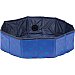 Piscina de plástico azul y negro para perros