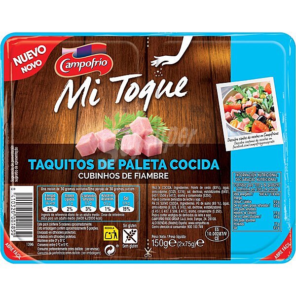 Mi Toque taquitos de paleta cocida sin gluten pack 2 x 75 G