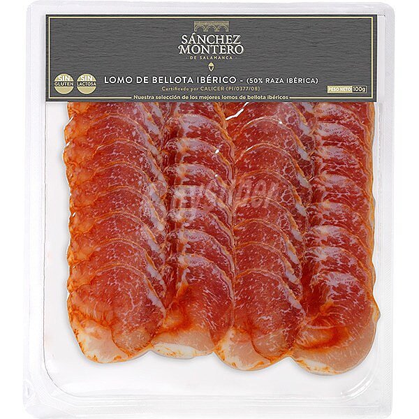 Lomo de bellota ibérico 50% raza ibérica en lonchas sin gluten sin lactosa