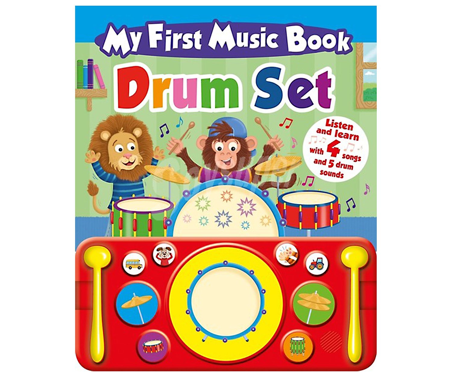 My first music book, drum set, VV. AA. Género inglés infantil. Editorial Base.