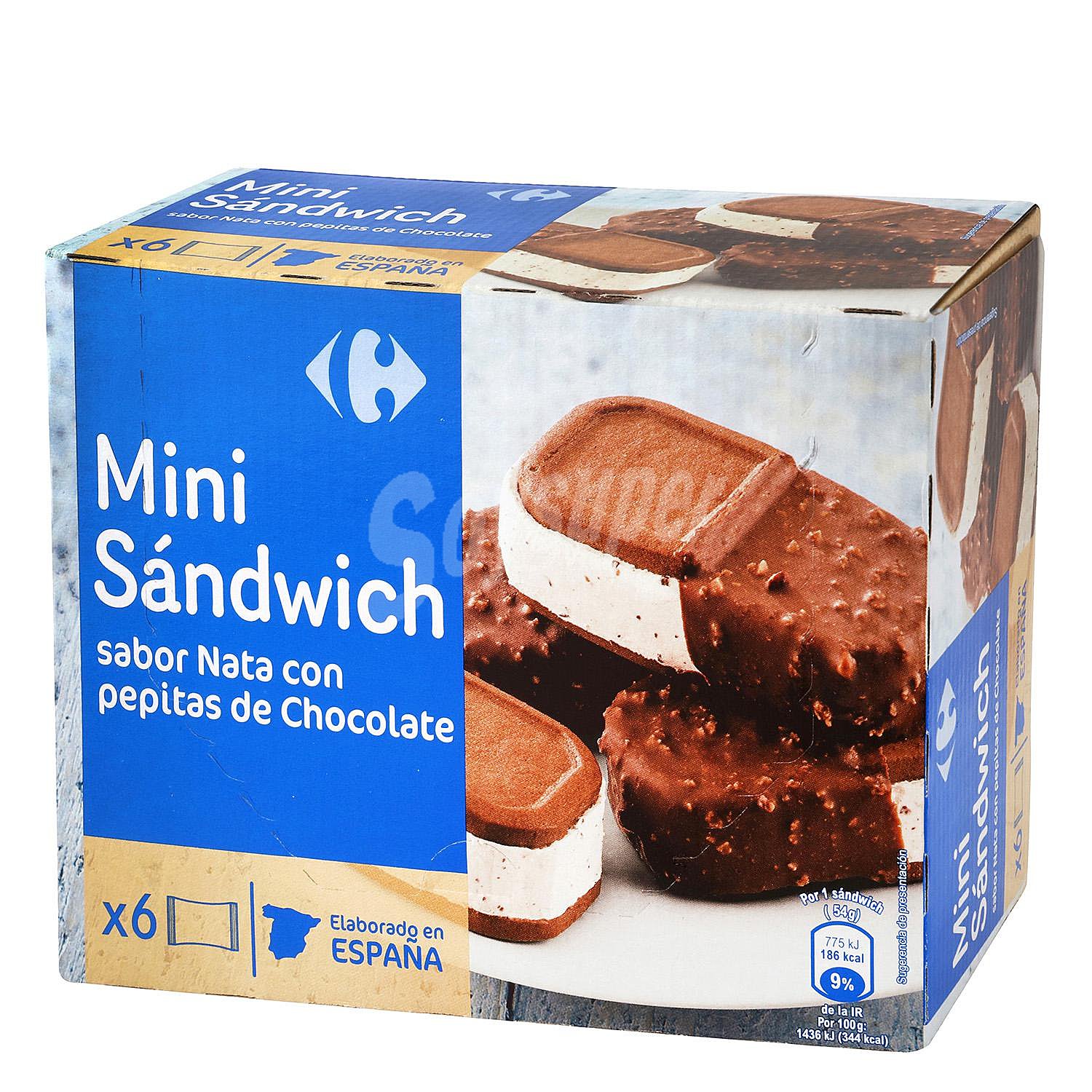 Mini sandwich de nata con pepitas de chocolate Carrefour