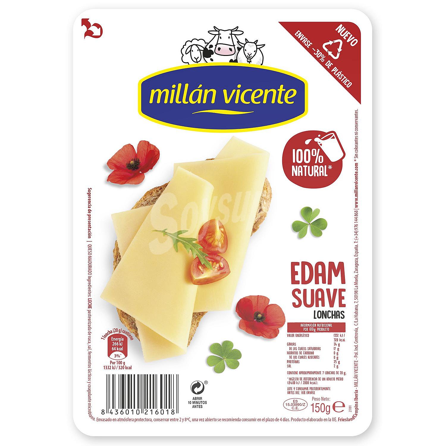 Queso edam en lonchas Millán Vicente