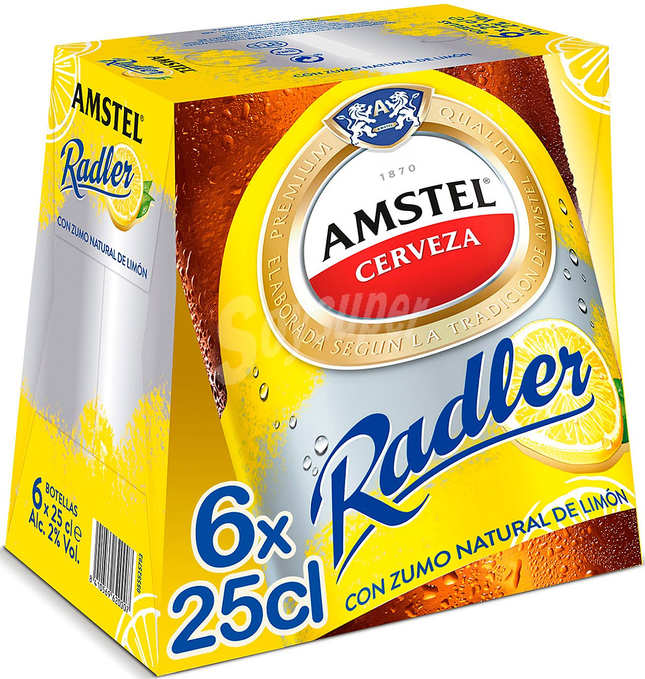 Cerveza amstel Radler, pack botellín