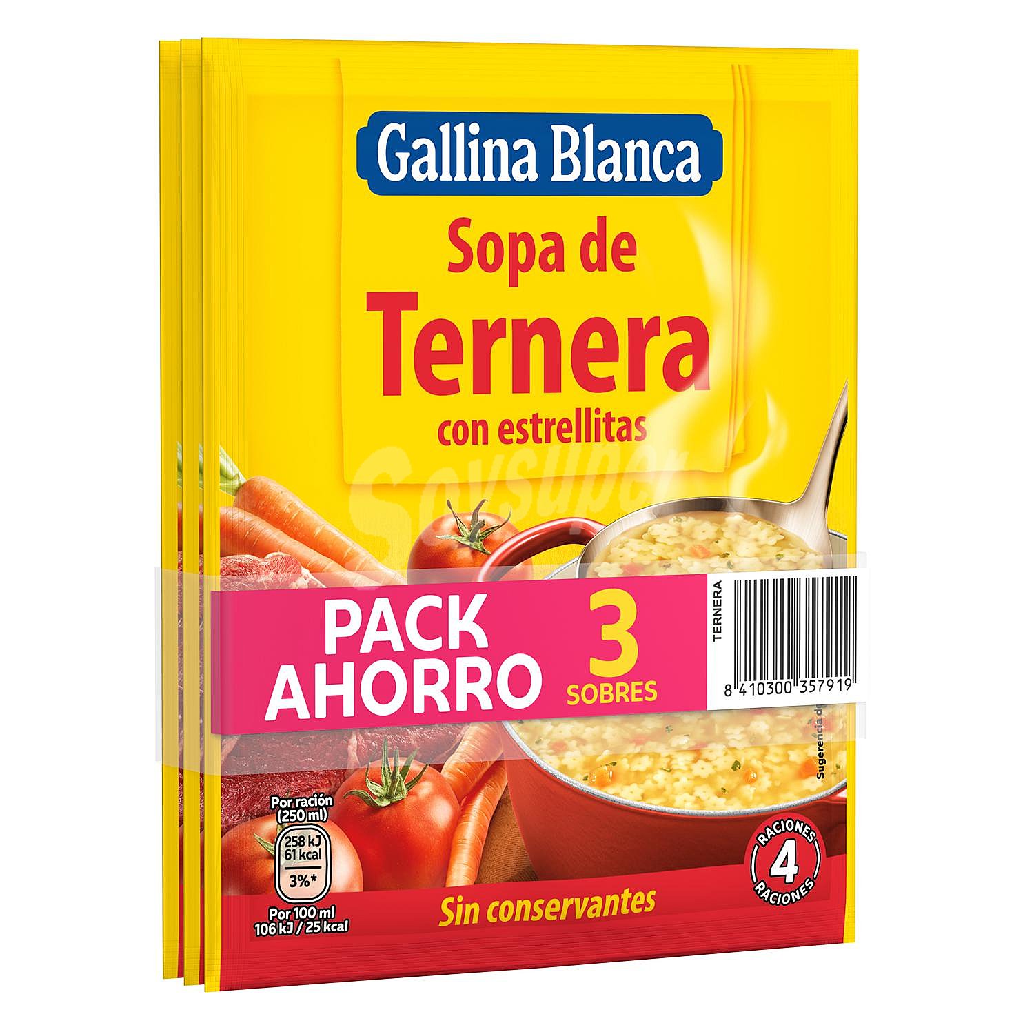 Sopa de ternera con estrellitas Gallina Blanca