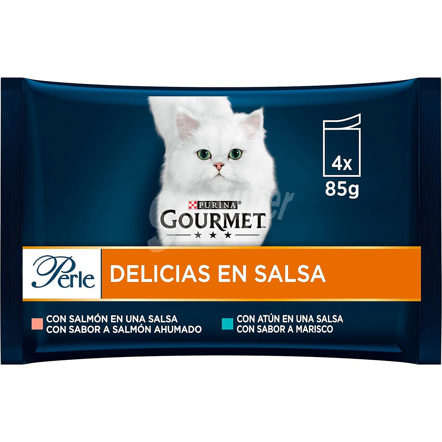 Comida húmeda salmón y atún para gato adulto Gourmet Perle Delight Delicias