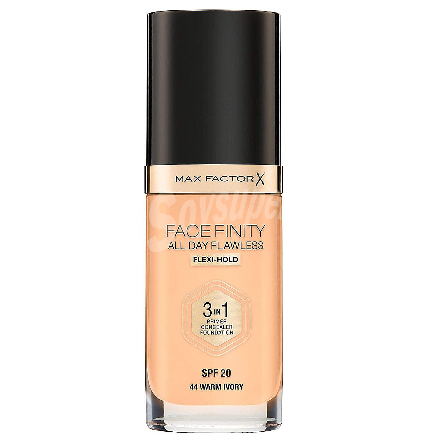 Base de maquillaje face finity 3en1 SPF 20 - 44 warm ivory Max Factor