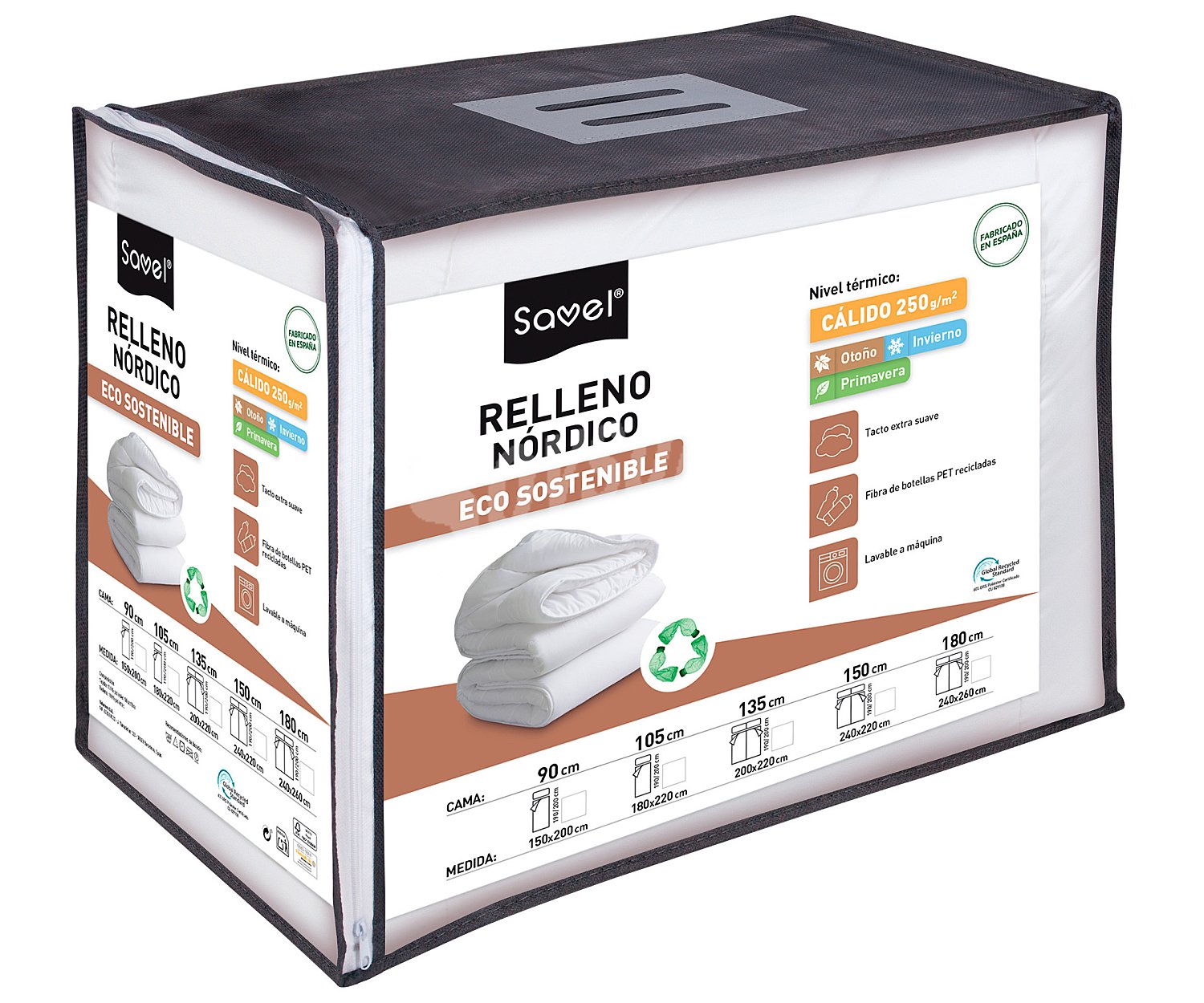 Relleno nórdico para cama de 150cm, /m², savel Eco Sostenible