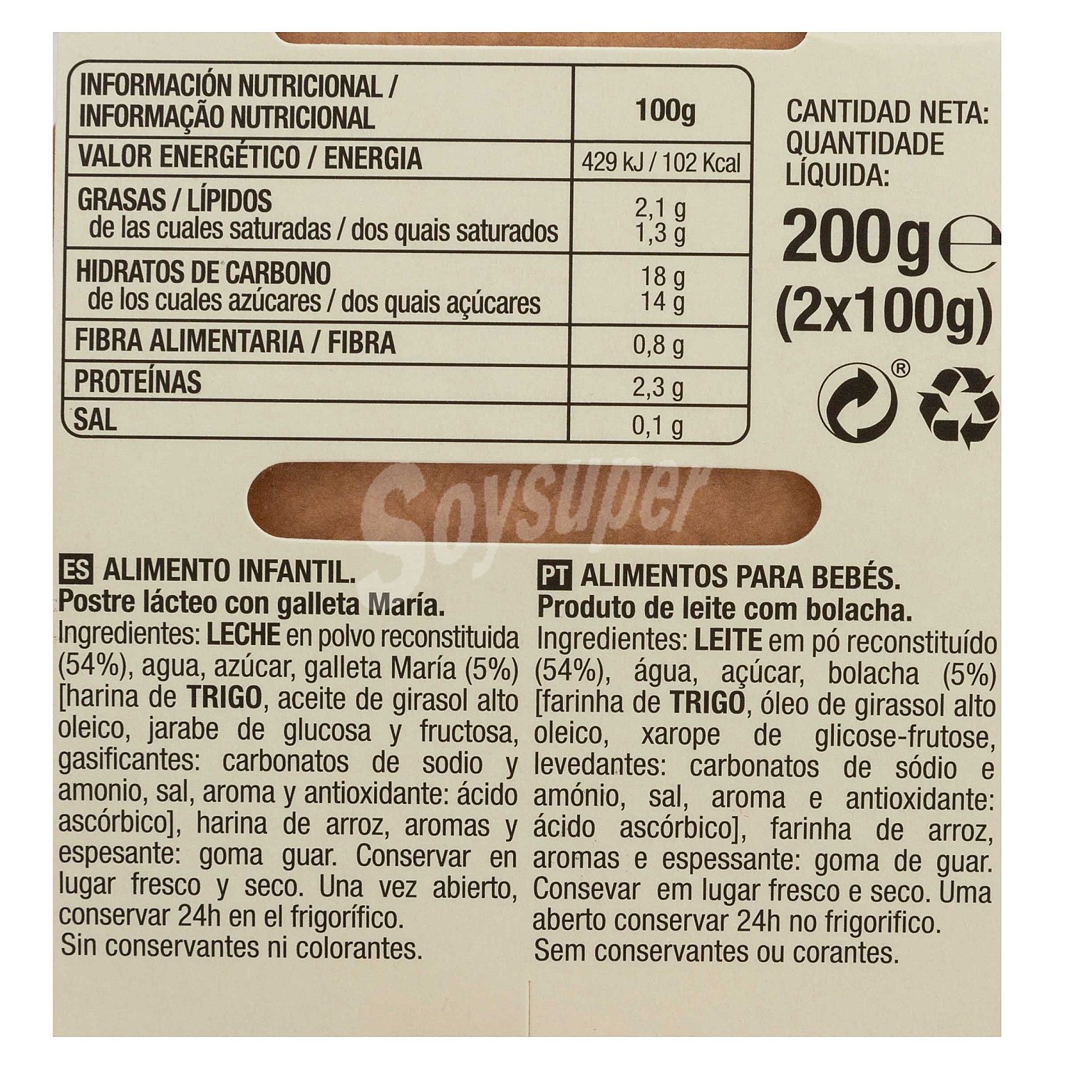 Dulcesol Natillas de vainilla con galleta a partir de 12 meses dulcesol Mi menú