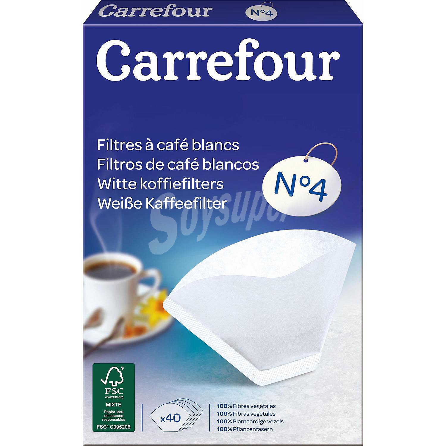 Filtros de Café desechables carrefour - Blanco